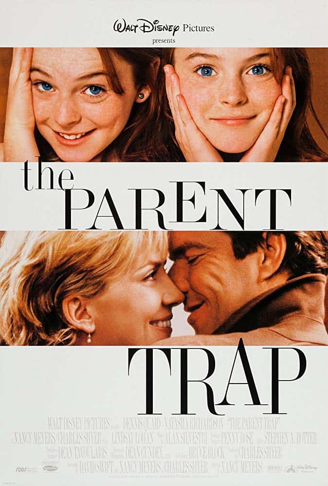 top movies to watch on family movie night, parent trap, a great kid friendly movie, funny movie. a kid friendly movie about a twin who are trying to reunite their parents