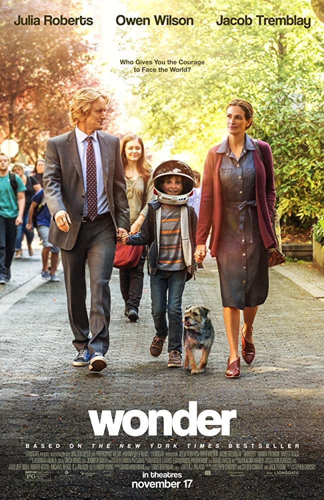 a great film about bullying, beauty from the inside, bullying in school, julia roberts, Wonder, a family movie , kid friendly movie
