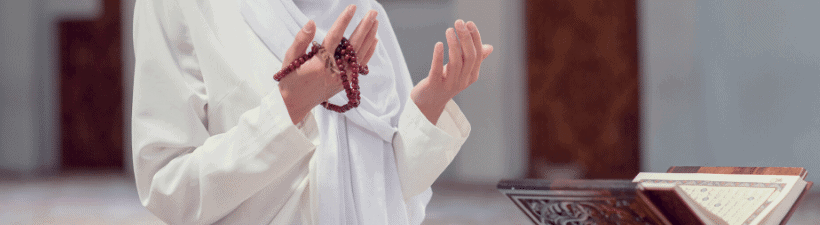 A muslim girl praying and being grateful
