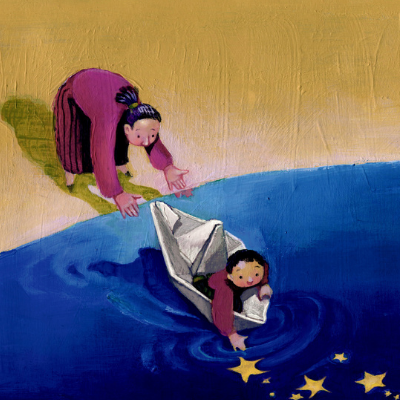 Mom trusting her child's skills