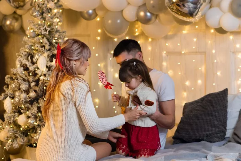 Family balancing making memories in the holiday 