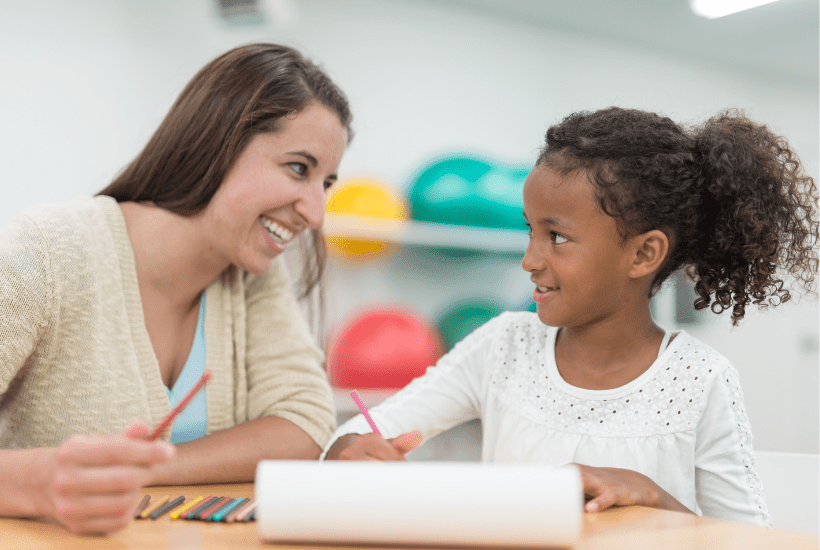 Mom communicating with child

